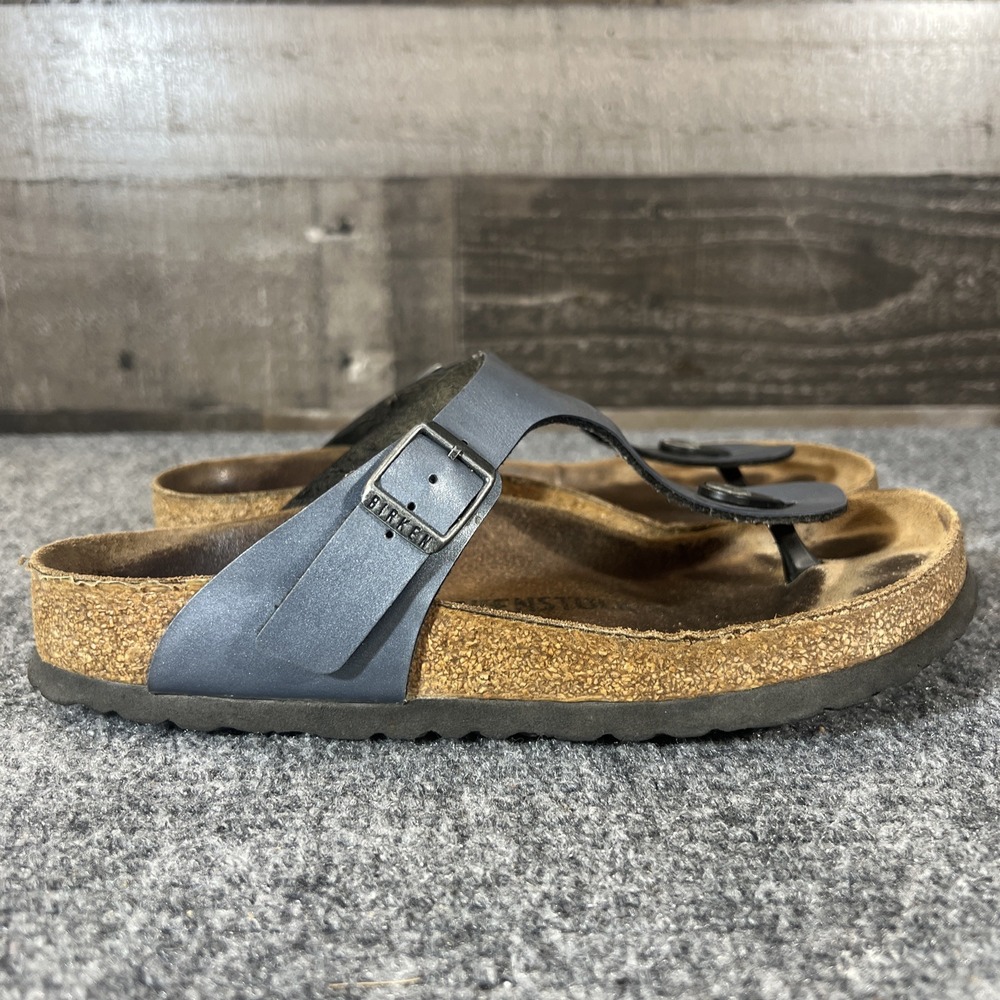 Birkenstock Gizeh - Birko-Flor Metallic Blue Sandals EU 38/ US 7.5 - Picture 7 of 15